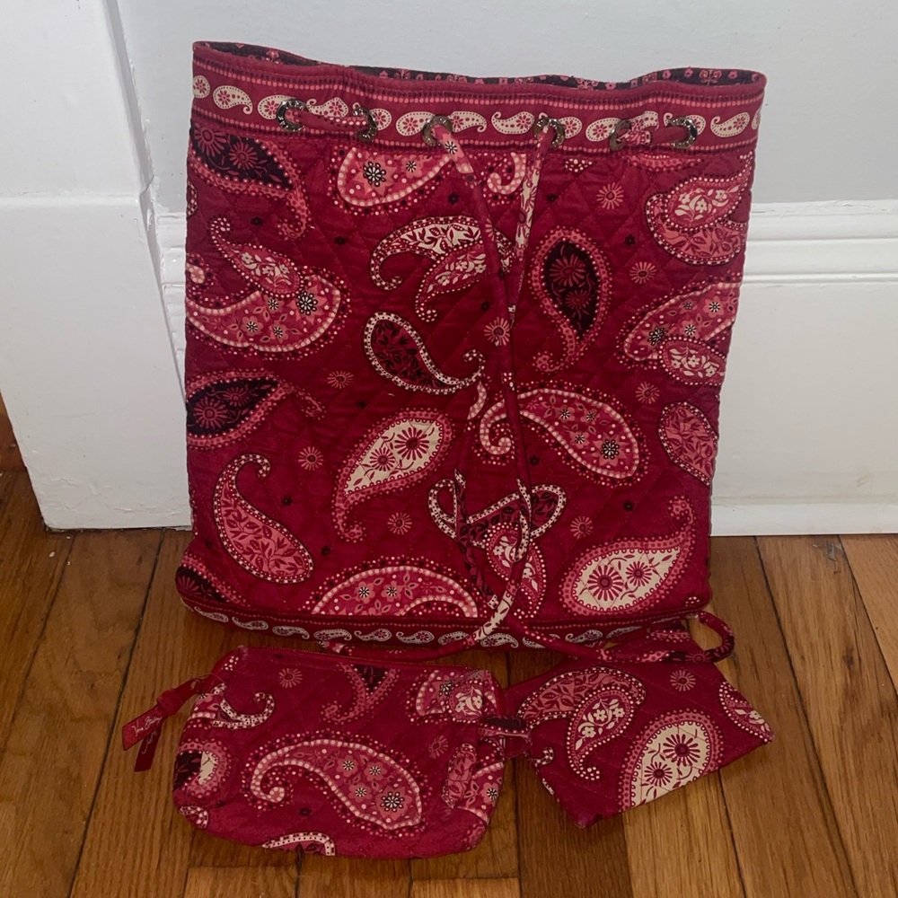 Retired Vera Bradley Mesa Red Backpack & Pouches